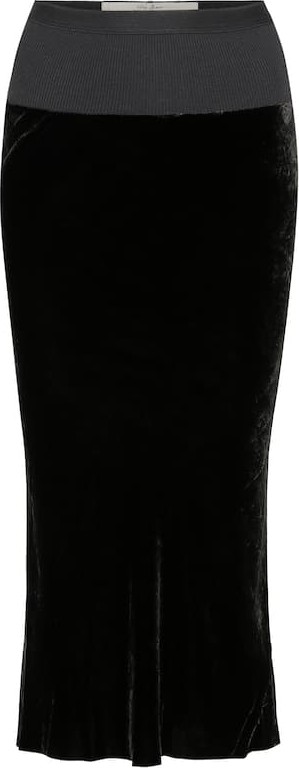 Rick Owens Silk-blend velvet midi skirt