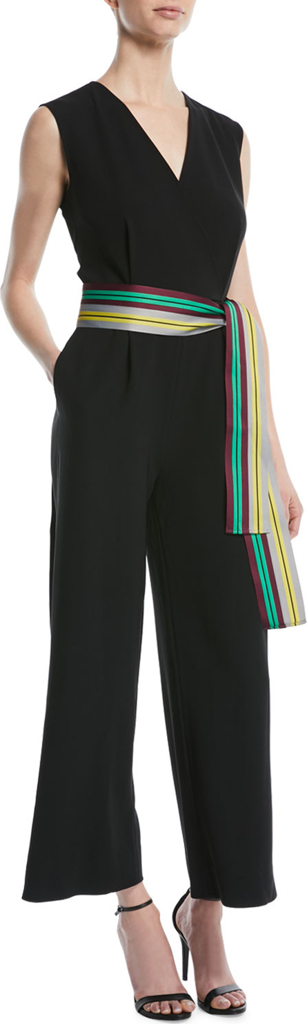 DIANE von FURSTENBERG Sleeveless Straight-Leg Belted Jumpsuit