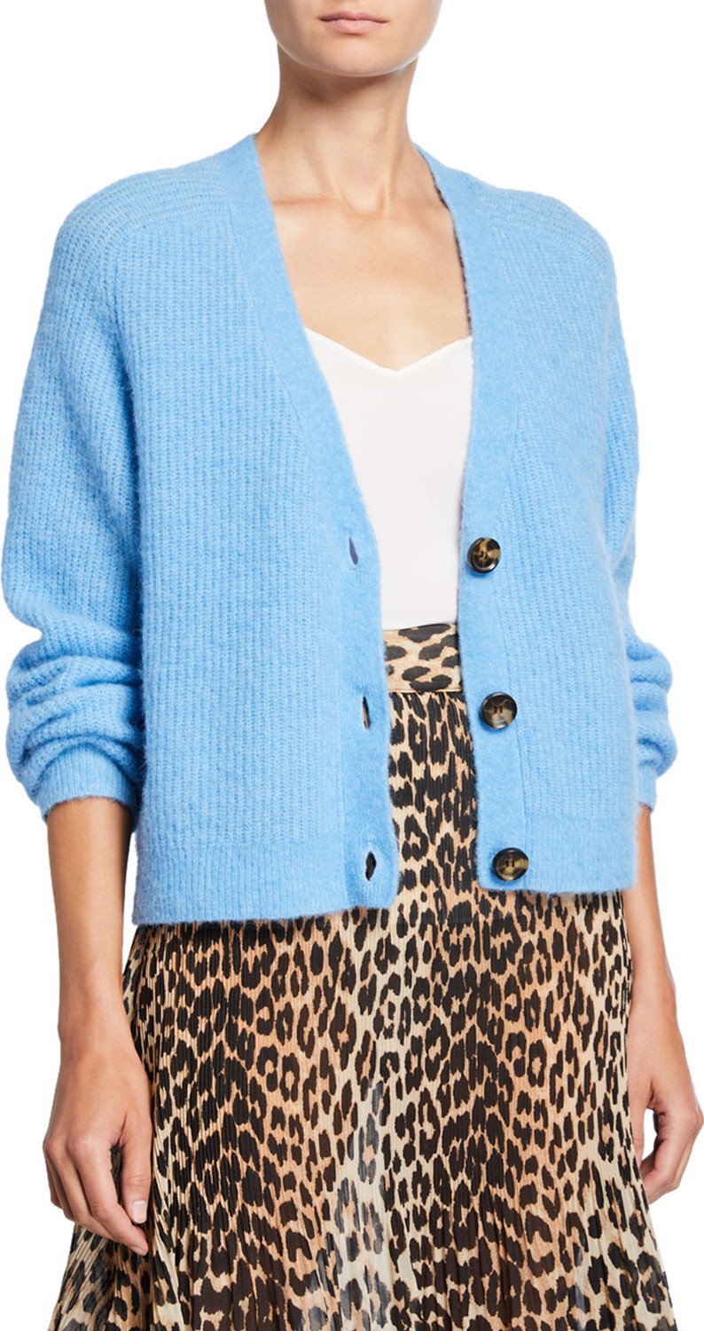 Ganni Cropped Wool Cardigan
