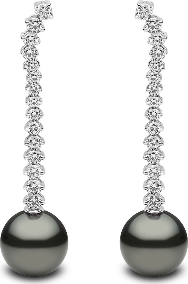 Yoko London 18k White Gold Tahitian Pearl & Diamond Drop Earrings