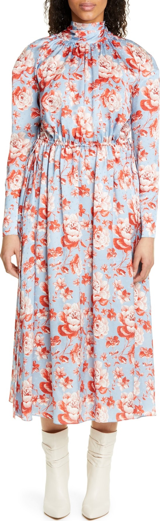 Magda Butrym Viseu Floral Print Silk Jacquard Midi Dress