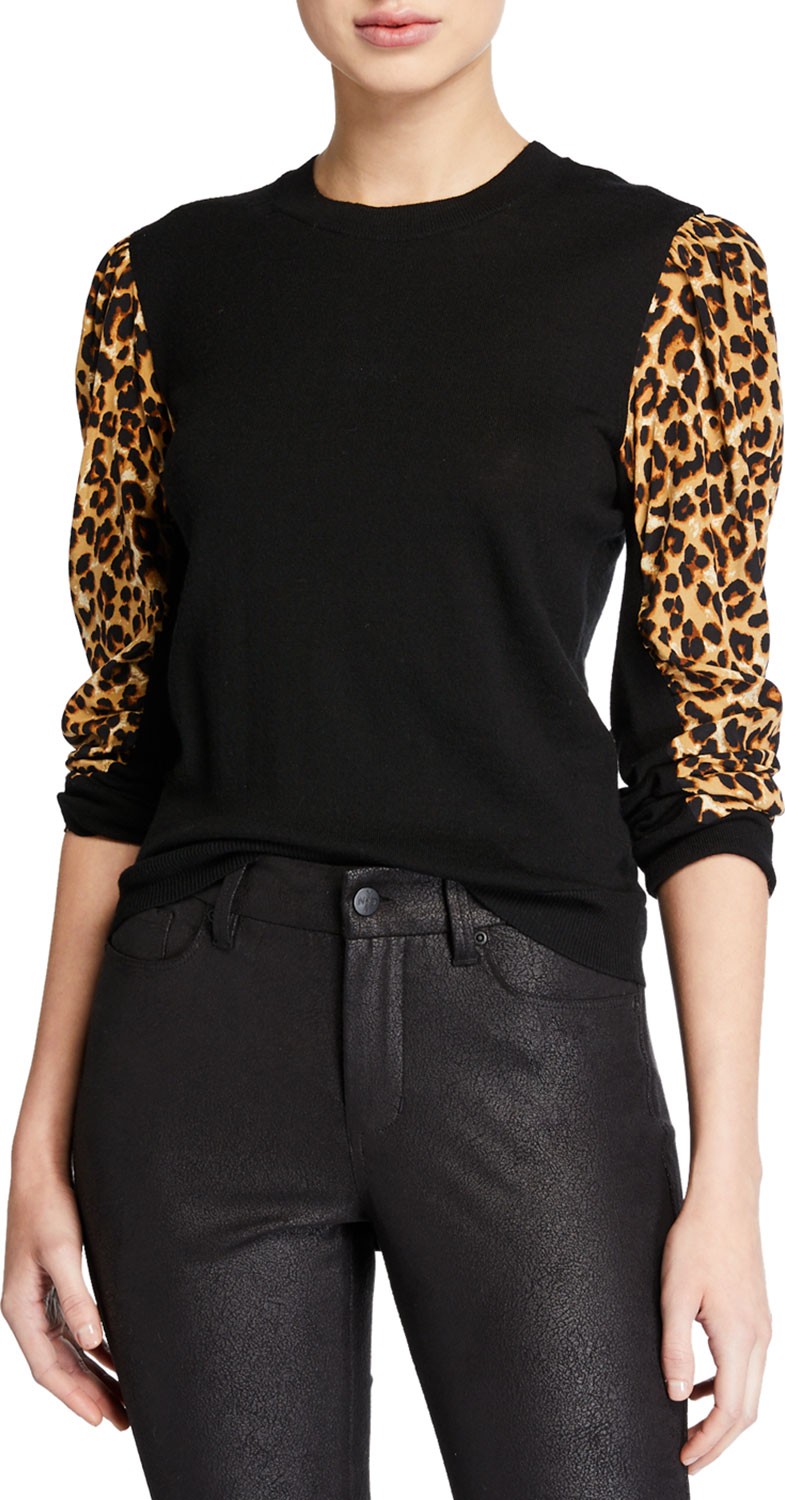 Veronica Beard Adler Mixed-Media Wool Sweater