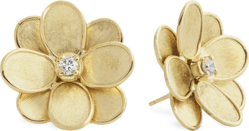 Marco Bicego Petali 18k Flower Stud Earrings w/ Diamonds