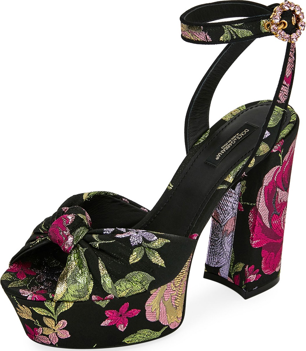 Dolce & Gabbana Floral-Jacquard Platform Sandals