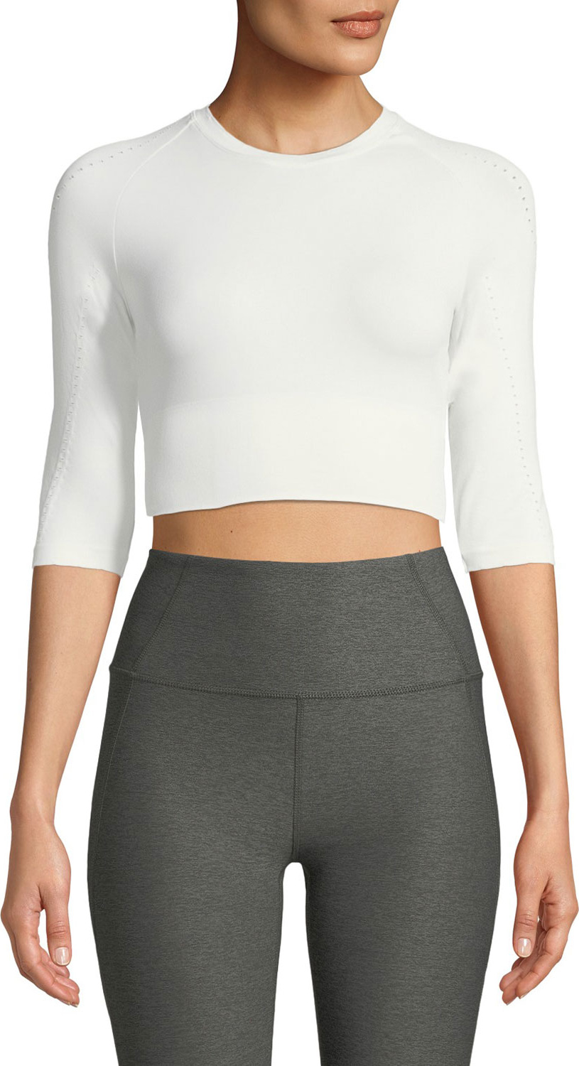 Varley Fletcher Mesh 3/4-Sleeve Activewear Crop Top