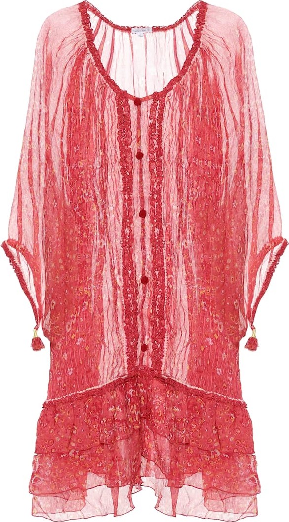 Poupette St Barth Poncho Bety printed silk cover-up