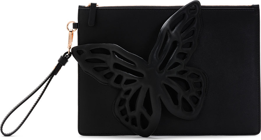 Sophia Webster Flossy Butterfly Leather Pochette Clutch Bag