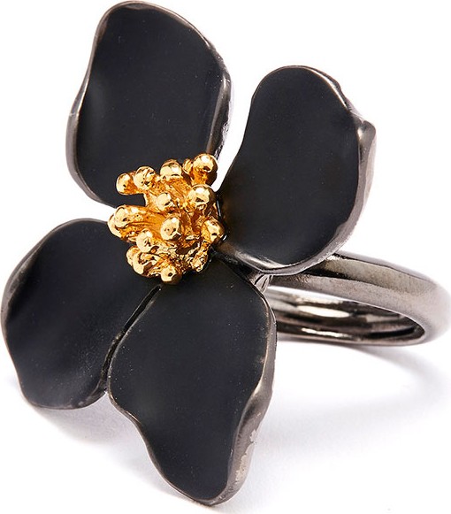 Oscar De La Renta Painted Flower Ring