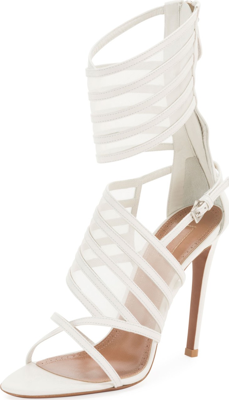 Alaïa Mesh and Leather Cuffed Sandals