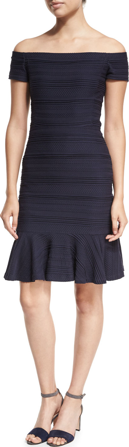 Rebecca Taylor Off-the-Shoulder Textured Mini Dress