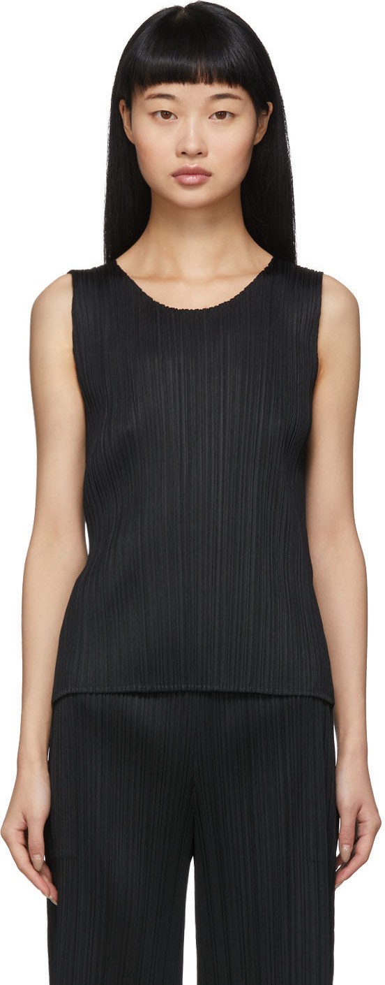 Pleats Please By Issey Miyake Black Basics Pleats Tank Top