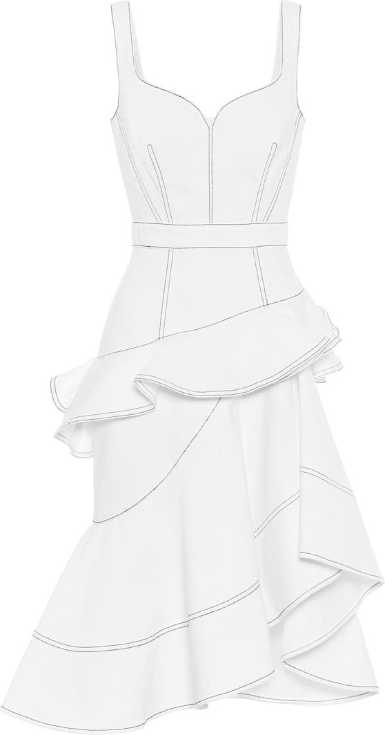 Alexander McQueen Asymmetric denim midi dress