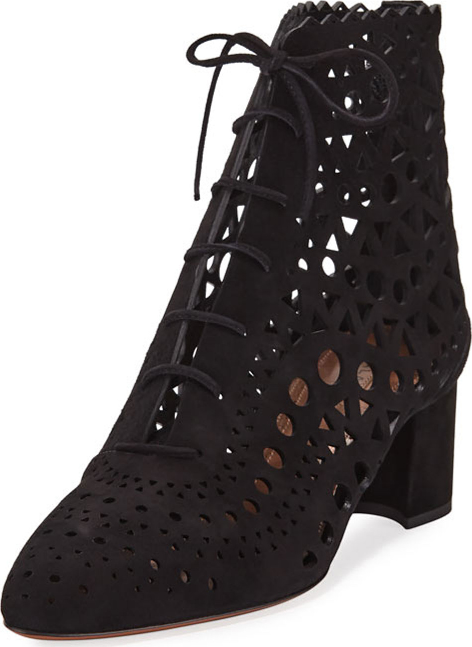 Alaïa Cutout Suede Ankle Boots