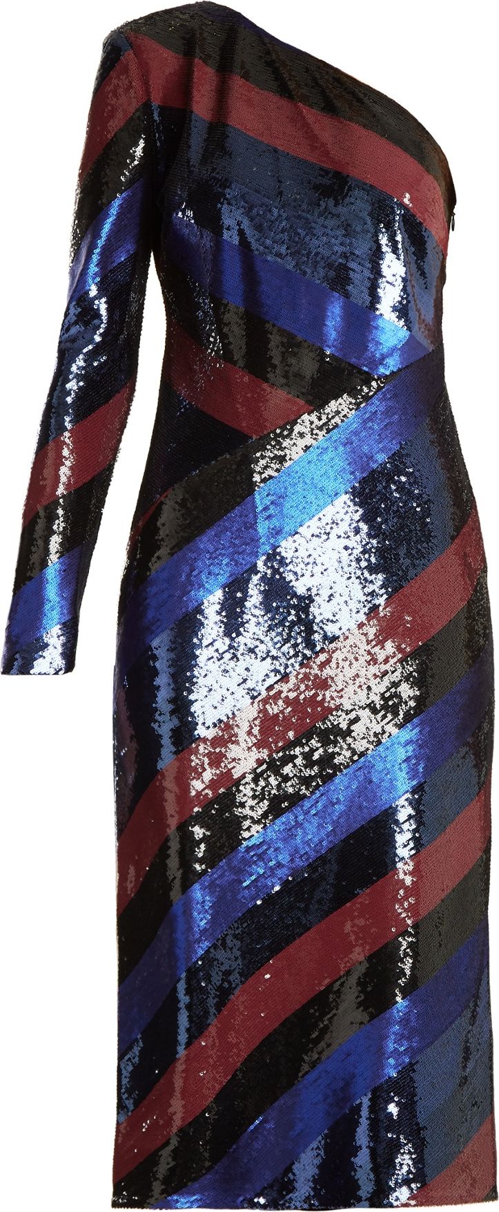 DIANE von FURSTENBERG One-shoulder striped sequin dress