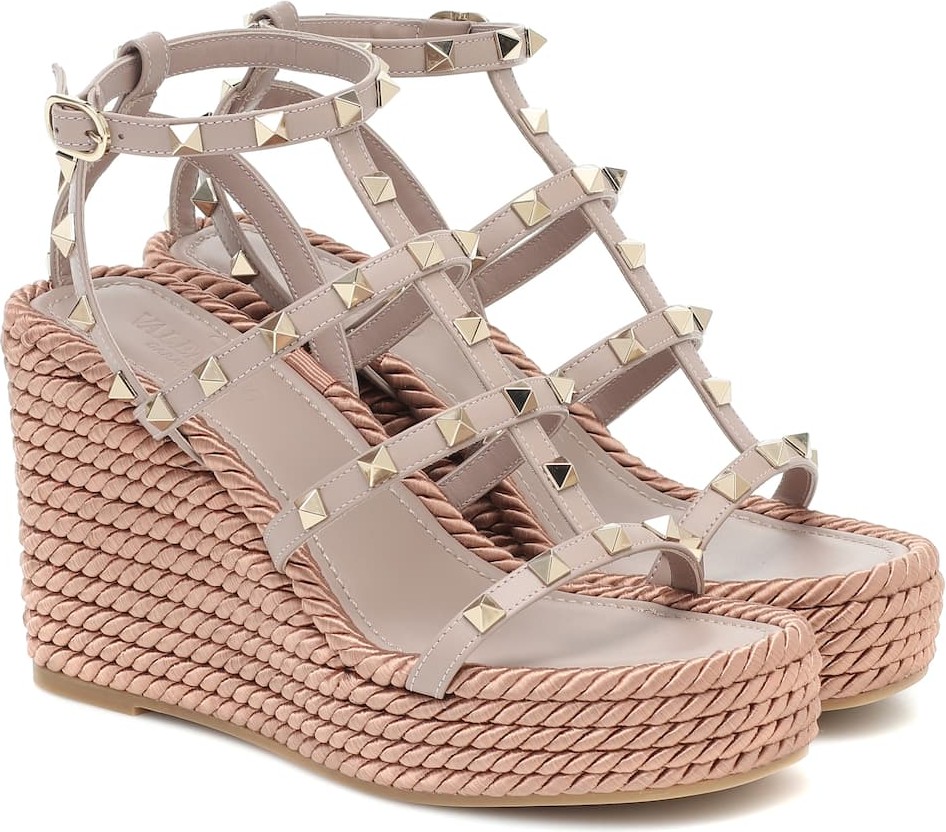 Valentino Rockstud Torchon Cage wedge sandals