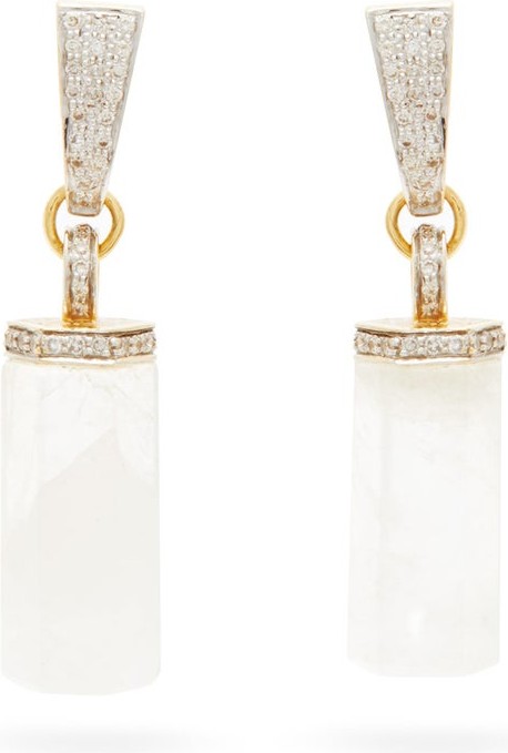 Jade Jagger Moonstone, diamond & 18kt gold drop earrings