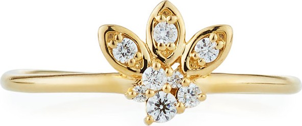 Sydney Evan 14k Gold Diamond Marquise Petal Ring, Size 6.5