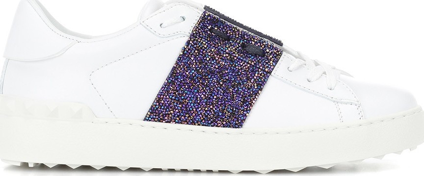 Valentino crystal-embellished leather sneakers