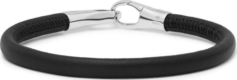 Bottega Veneta Leather and Sterling Silver Bracelet