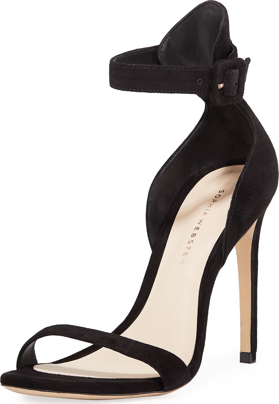 Sophia Webster Nicole Naked High-Heel Suede Ankle-Wrap Sandals