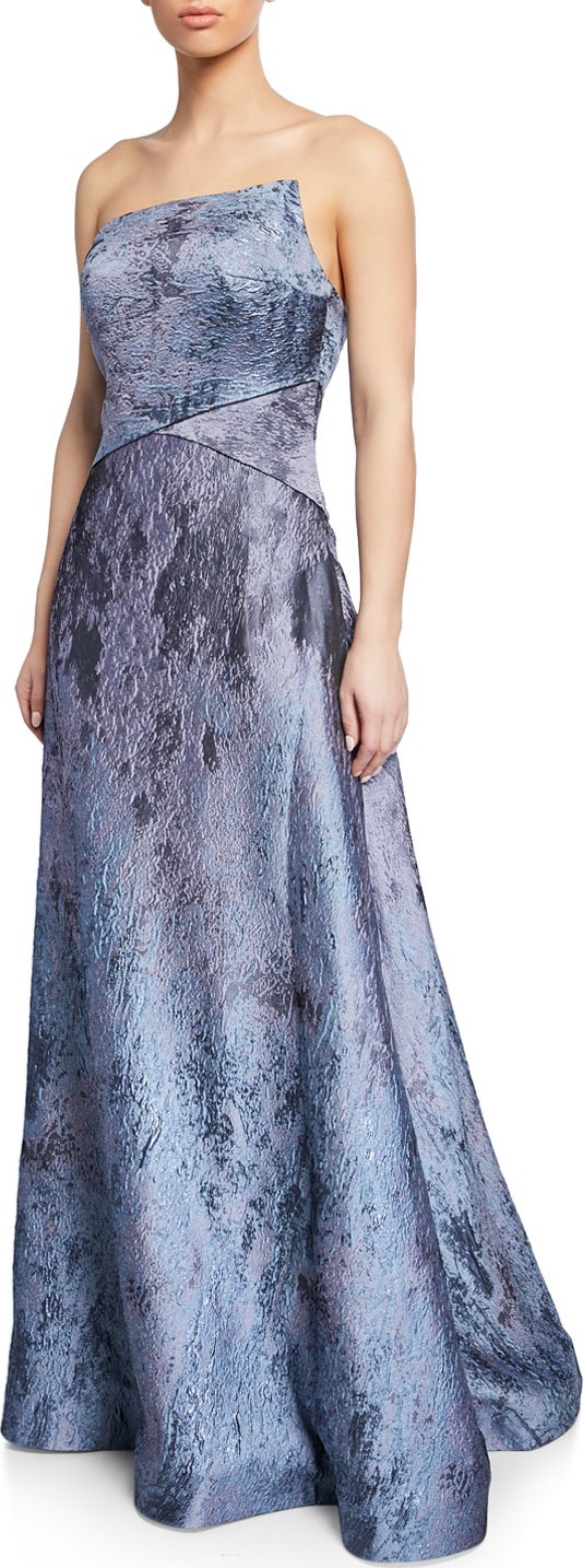 RENE RUIZ Strapless Textured Metallic Ball Gown