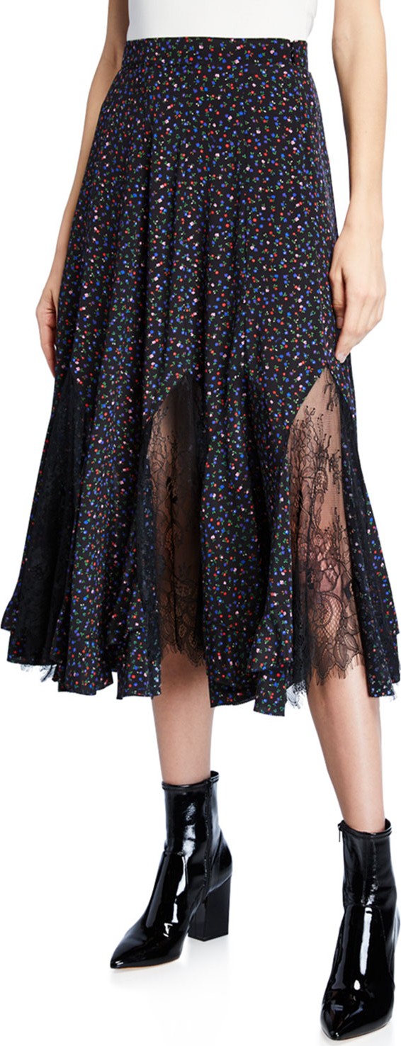 McQ - Alexander McQueen Floral Lace Panel Maxi Skirt
