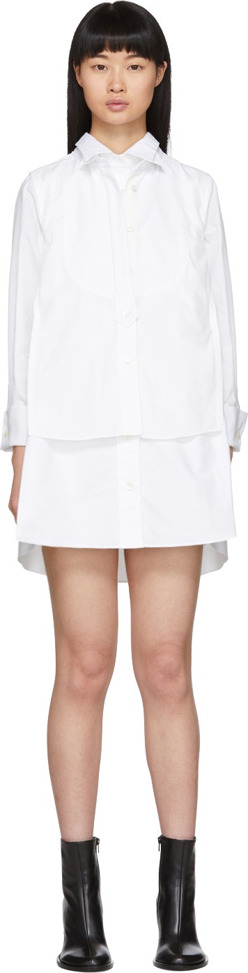 Sacai White Poplin Shirt Dress Sacai White Poplin Shirt Dress