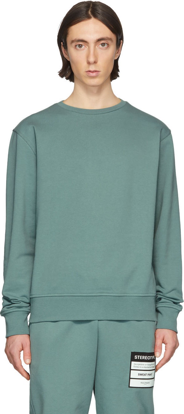 Maison Margiela Blue Elbow Patch Sweater