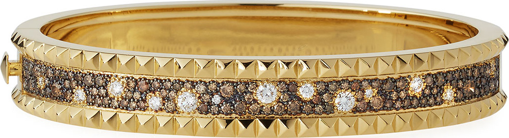 Roberto Coin ROBERTO COIN ROCK & DIAMONDS Small Bangle in 18K Yellow Gold, 1.49 tdcw