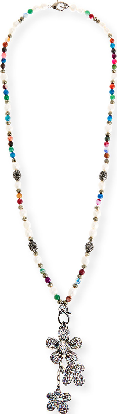 Hipchik Couture Camellia Long Beaded Charm Necklace