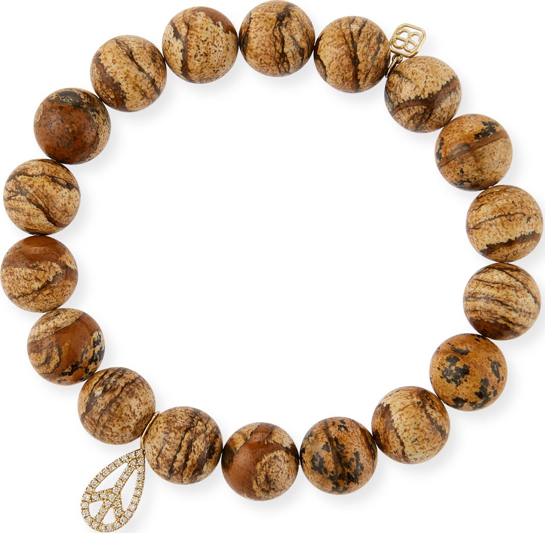 Sydney Evan 14k Diamond Teardrop Peace & Jasper Bracelet