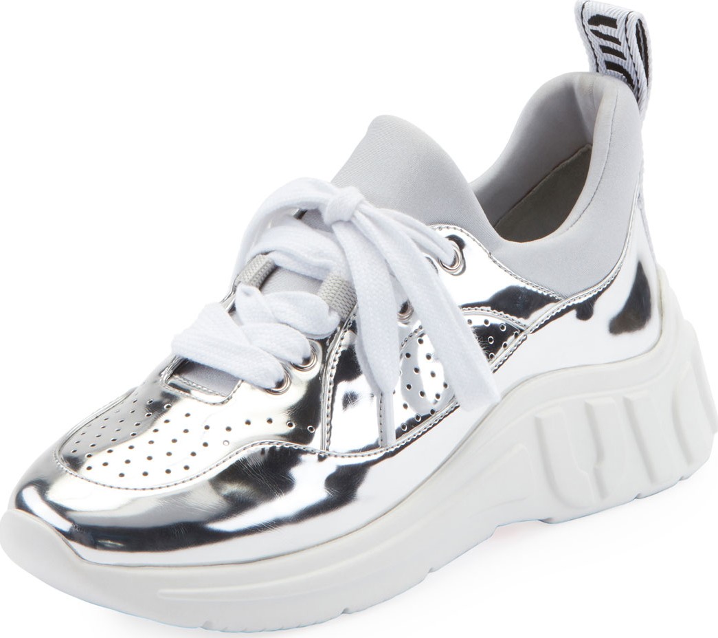 Miu Miu Metallic Leather Running Sneakers