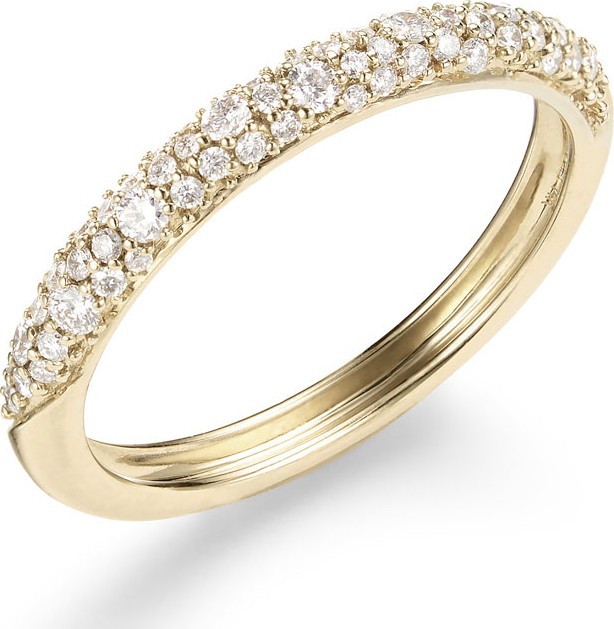 Lana 14k Gold Flawless Thin Diamond Curve Ring, Size 7