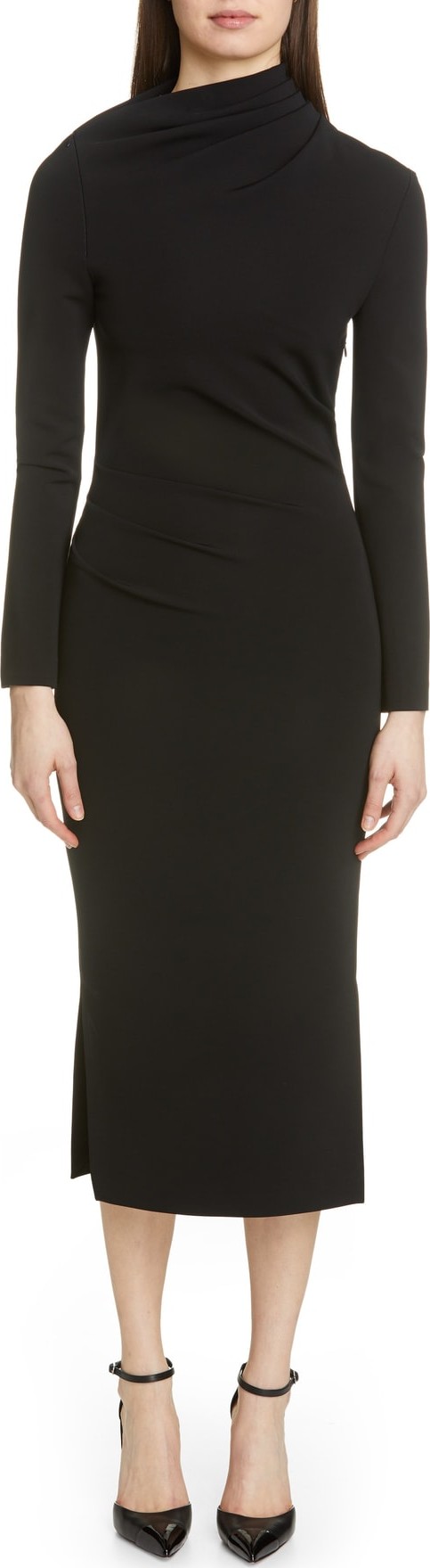 Brandon Maxwell Side Drape Jersey Dress