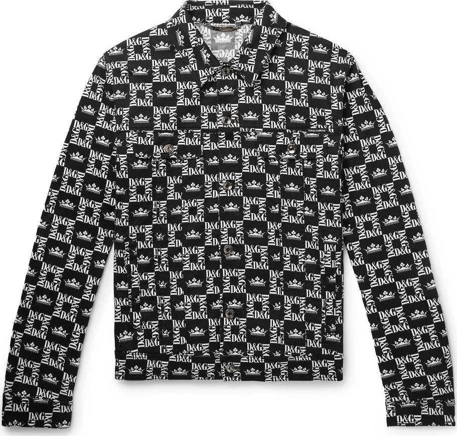 Dolce & Gabbana Slim-Fit Printed Denim Jacket