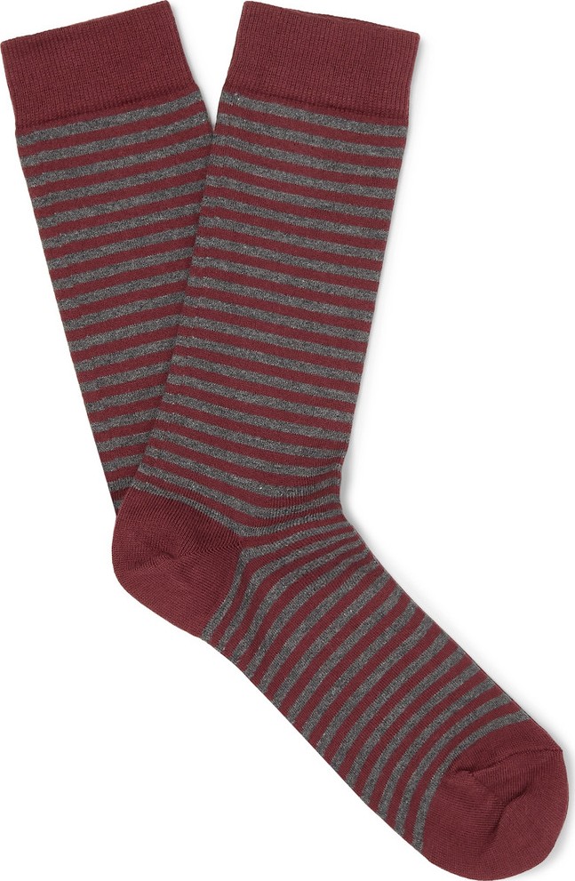 Sunspel Striped Stretch Cotton-Blend Socks