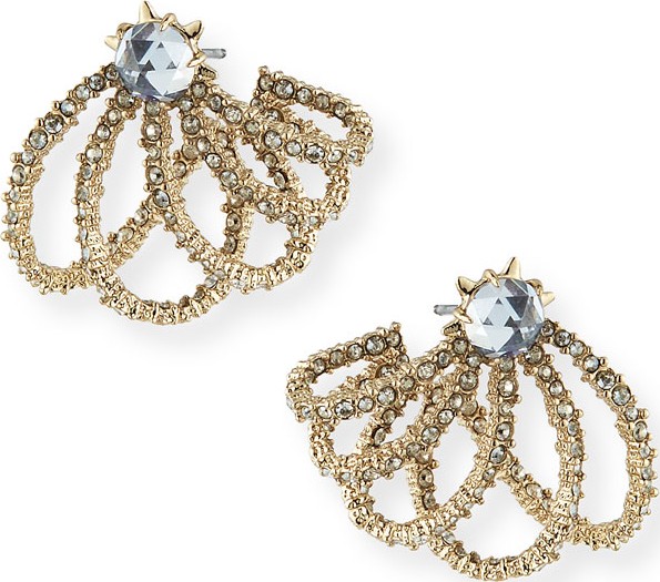 Alexis Bittar Golden Crystal Lace Orbiting Post Earrings