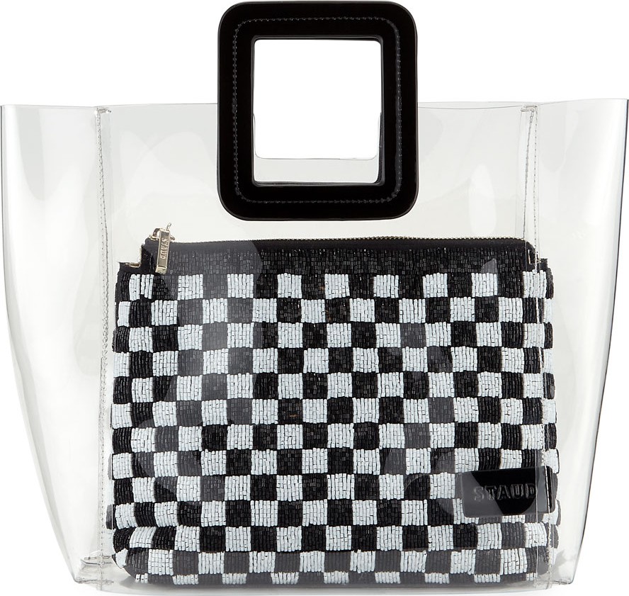 Staud Shirley Beaded Pouch and PVC Tote Bag