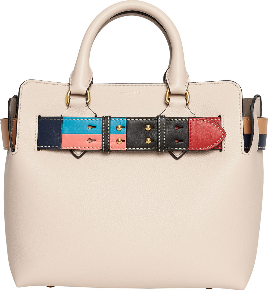 Burberry London England Marais Small Geometric Belted Leather Satchel Bag