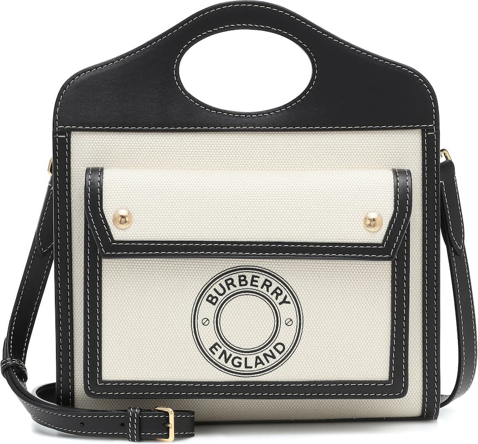 Burberry London England Pocket Mini canvas and leather tote