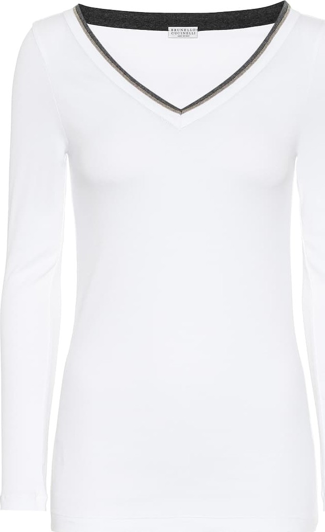 Brunello Cucinelli Embellished cotton top
