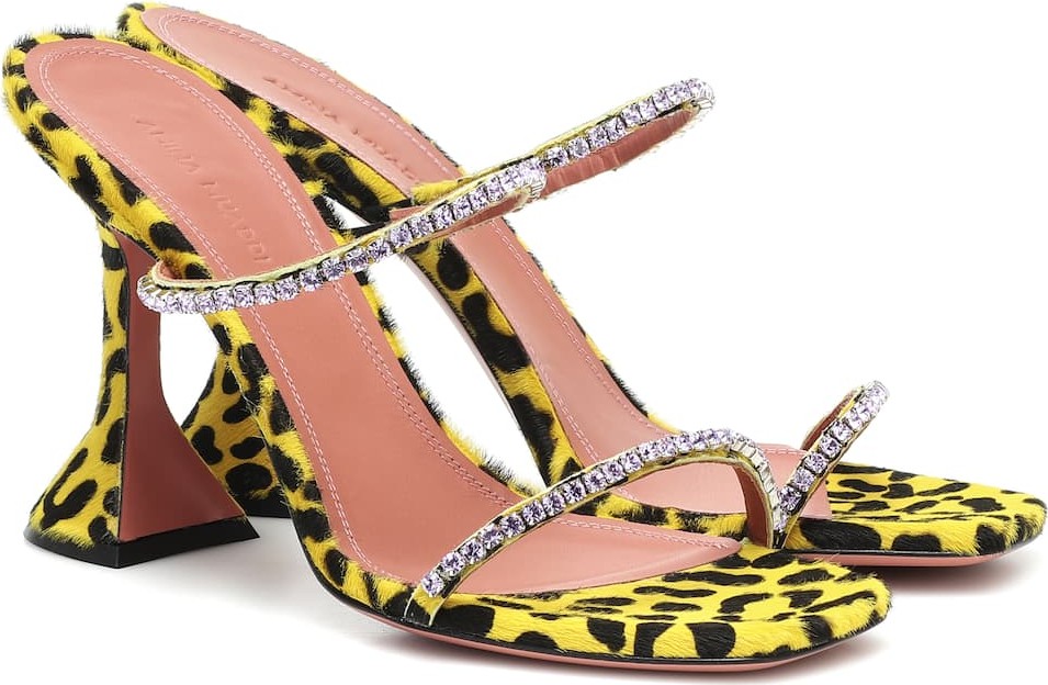Amina Muaddi Exclusive to Mytheresa – Gilda embellished calf hair sandals