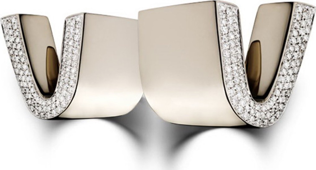 Vhernier Diapason 18k White Gold Diamond Stud Earrings