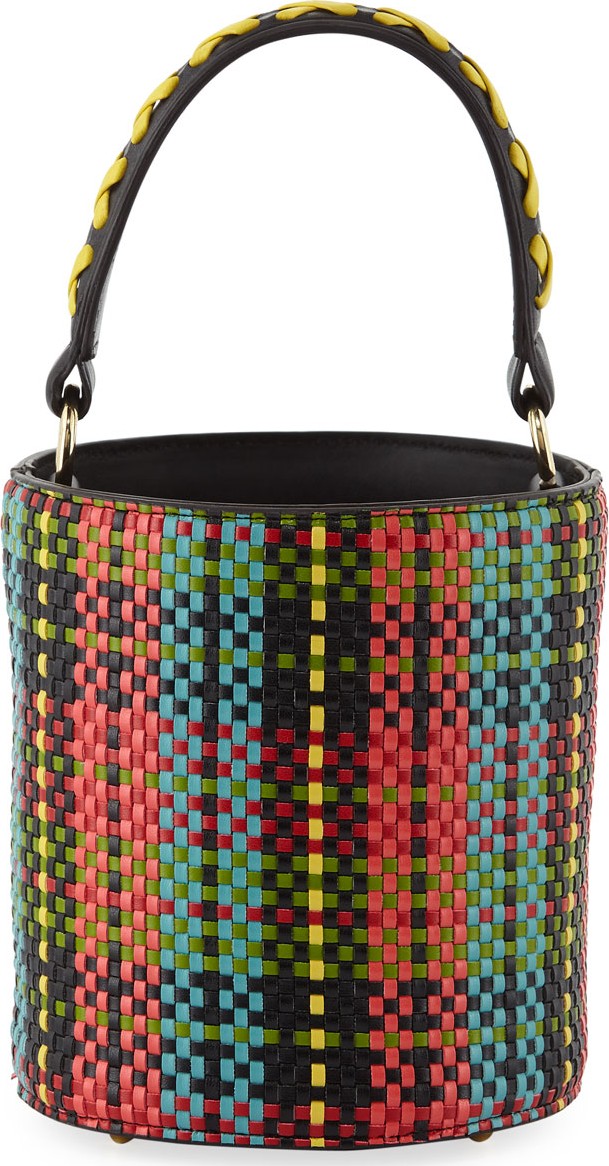 Les Petits Joueurs Baby Olivia Woven Tarten Bucket Bag