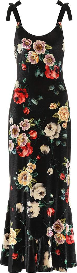 Attico Floral-printed velvet dress