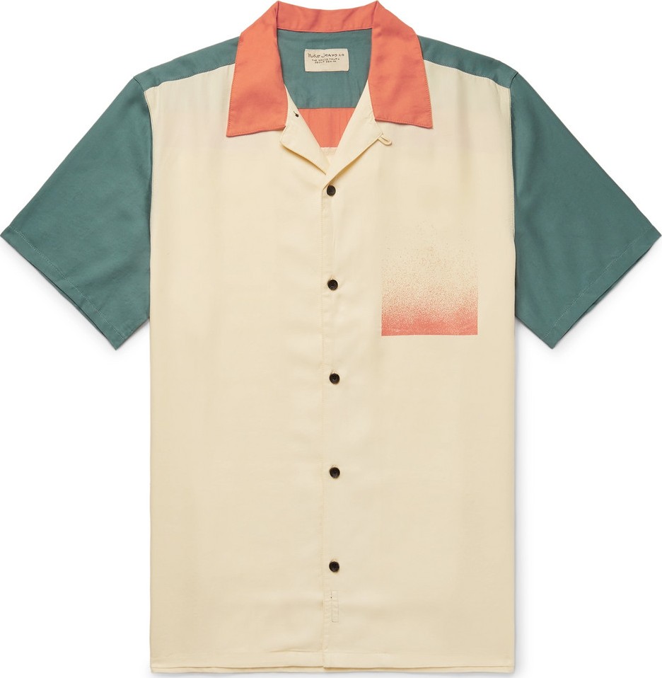 Nudie Jeans Jack Camp-Collar Colour-Block Lyocell-Twill Shirt