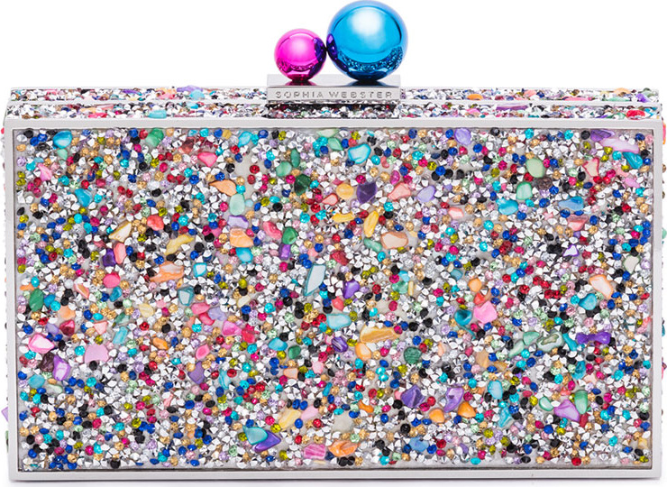 Sophia Webster Clara Rainbow Crystal Box Clutch Bag