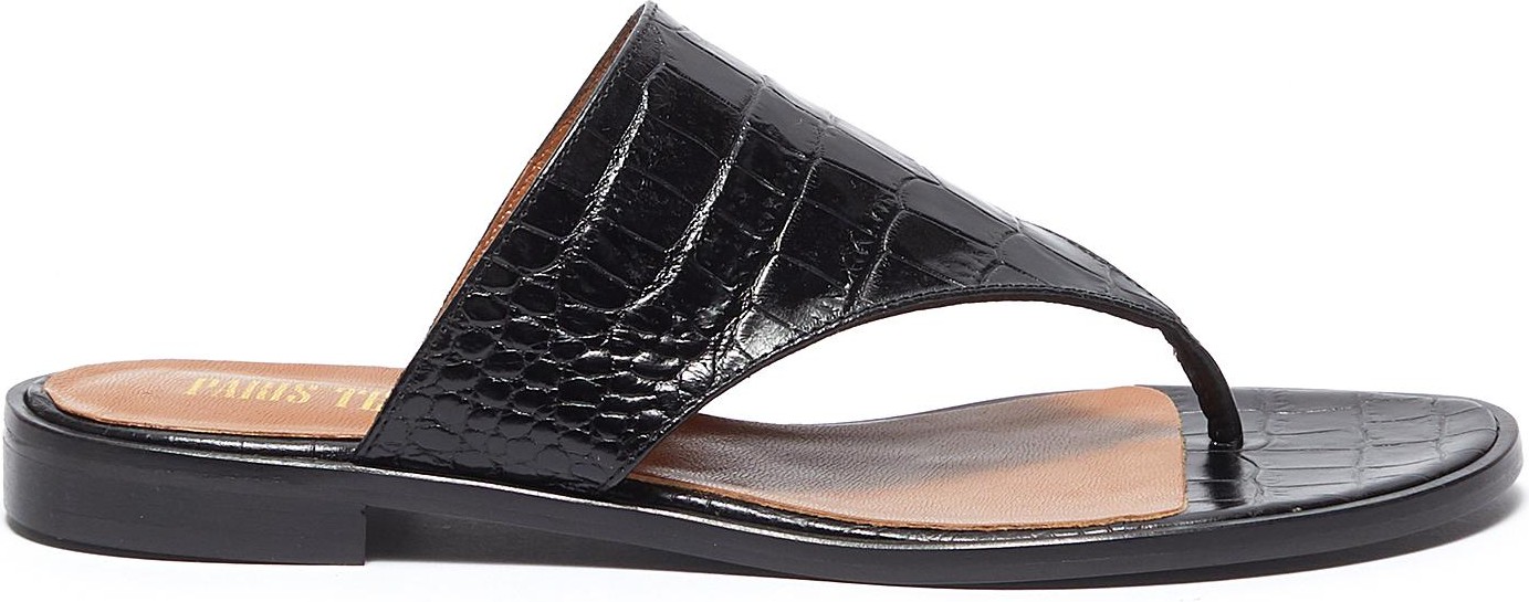 Paris Texas Croc embossed flat thong sandals