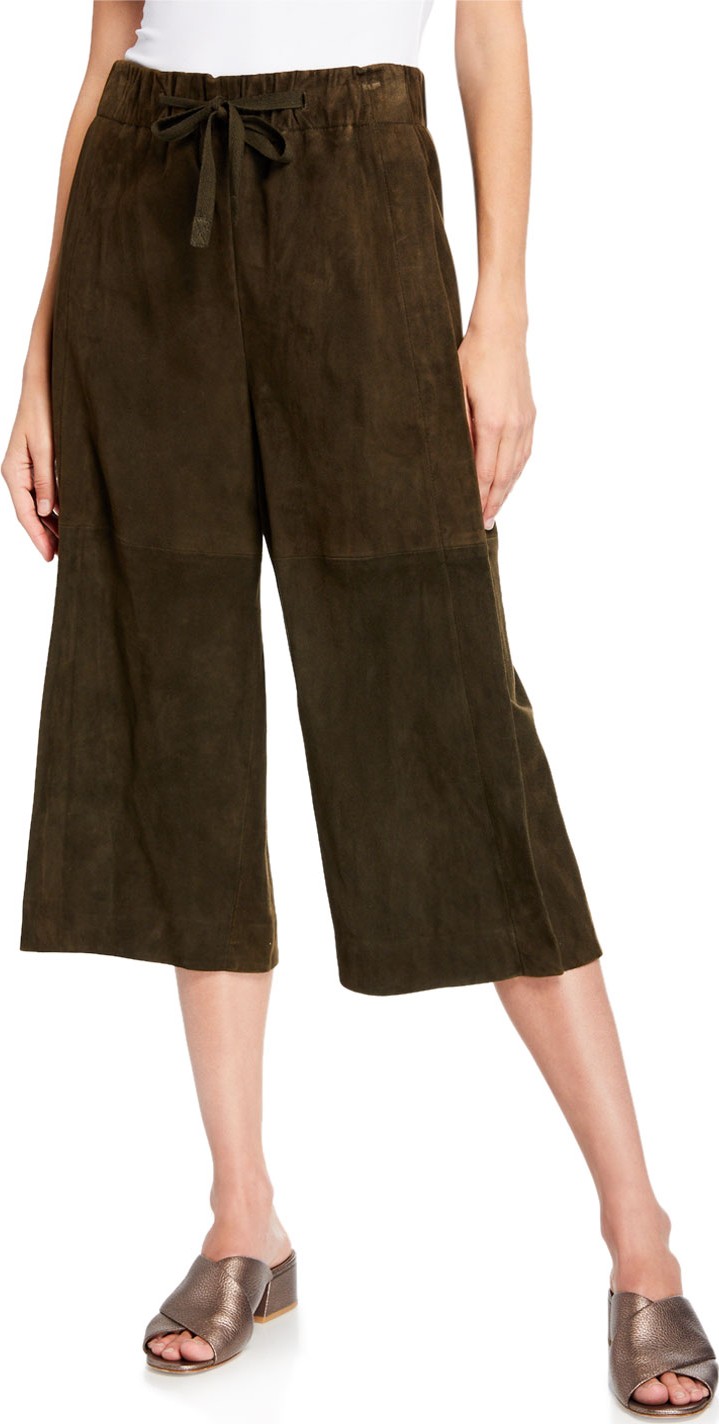 Vince Cropped Lambskin Suede Culottes