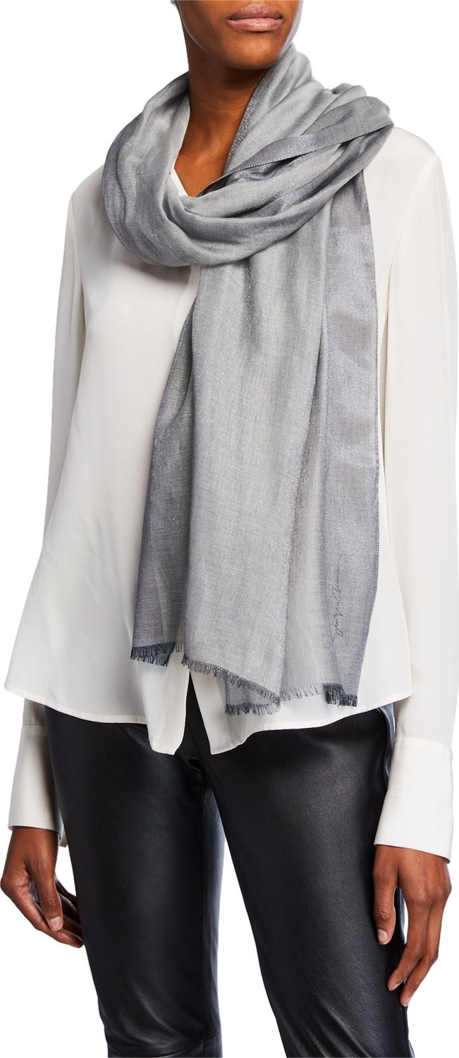 Giorgio Armani Two-Tone Shimmer Scarf, Black